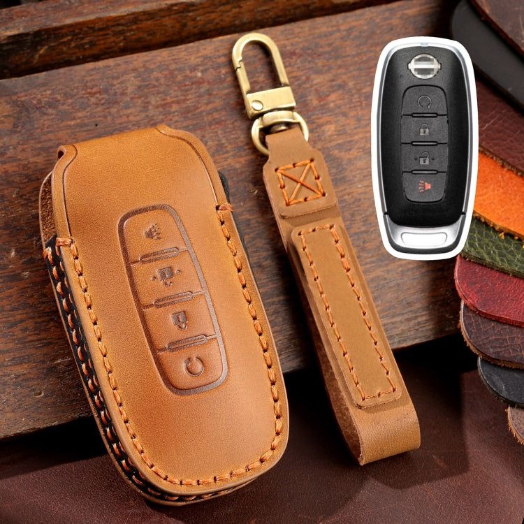 Luxurious Cowhide Leather Key Cover for Nissan Teana/Ariya - 4-Button Protective Case