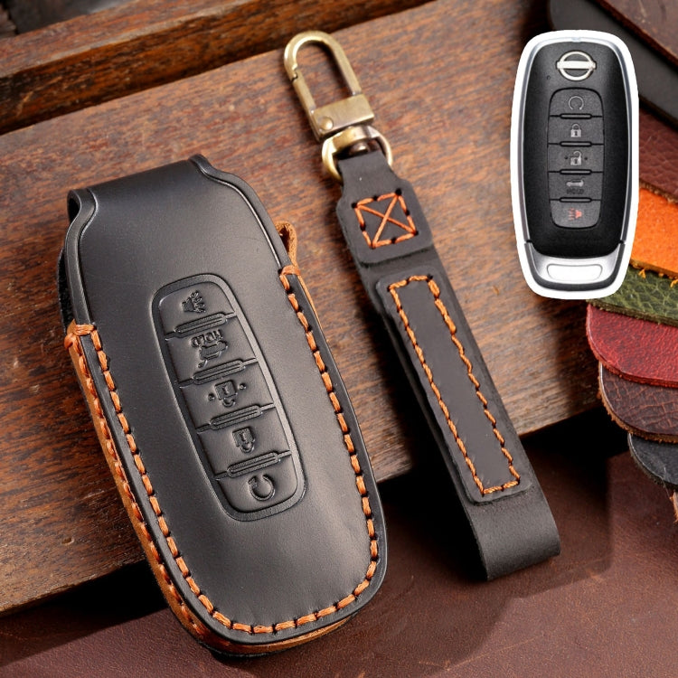 Luxury Cowhide Leather Key Cover for Nissan Teana/Ariya - 5-Button Protective Case