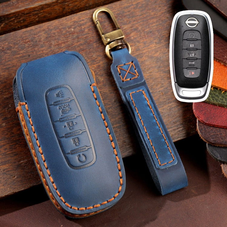 Luxury Cowhide Leather Key Cover for Nissan Teana/Ariya - 5-Button Protective Case