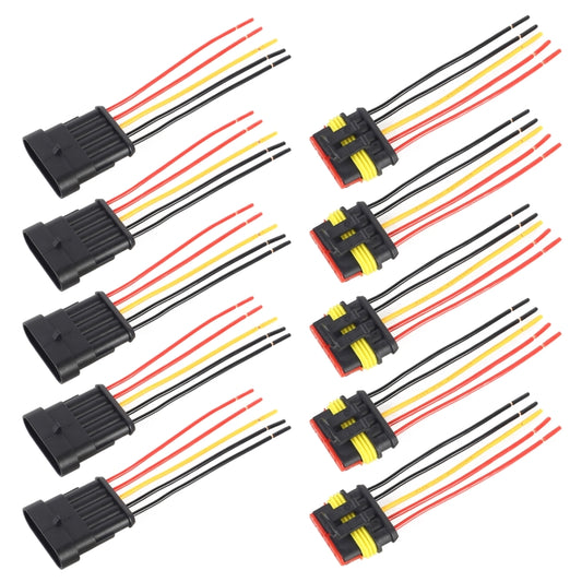 10pcs 4P Car Waterproof Plug Car Connector Plug-In, Length：10cm