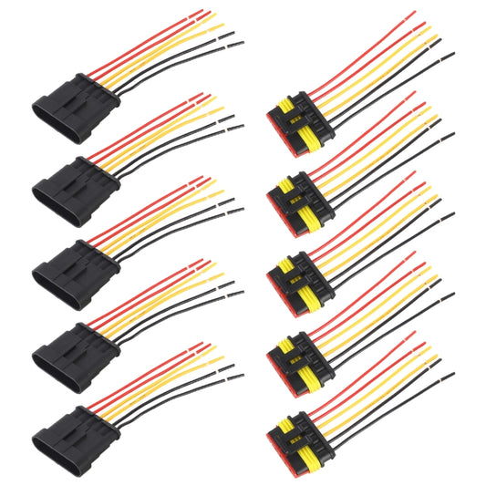 10pcs 5P Car Waterproof Plug Car Connector Plug-In, Length：10cm