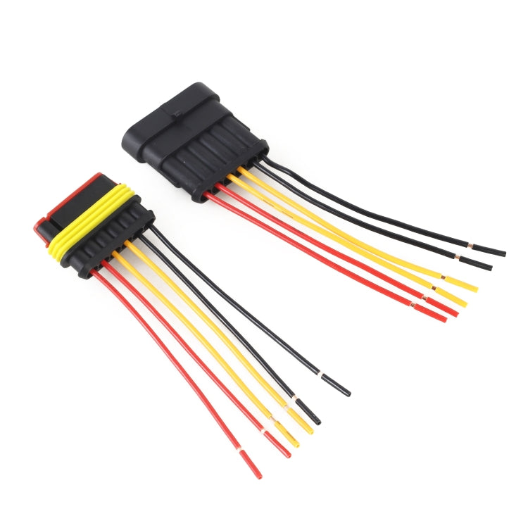 10pcs 5P Car Waterproof Plug Car Connector Plug-In, Length：10cm
