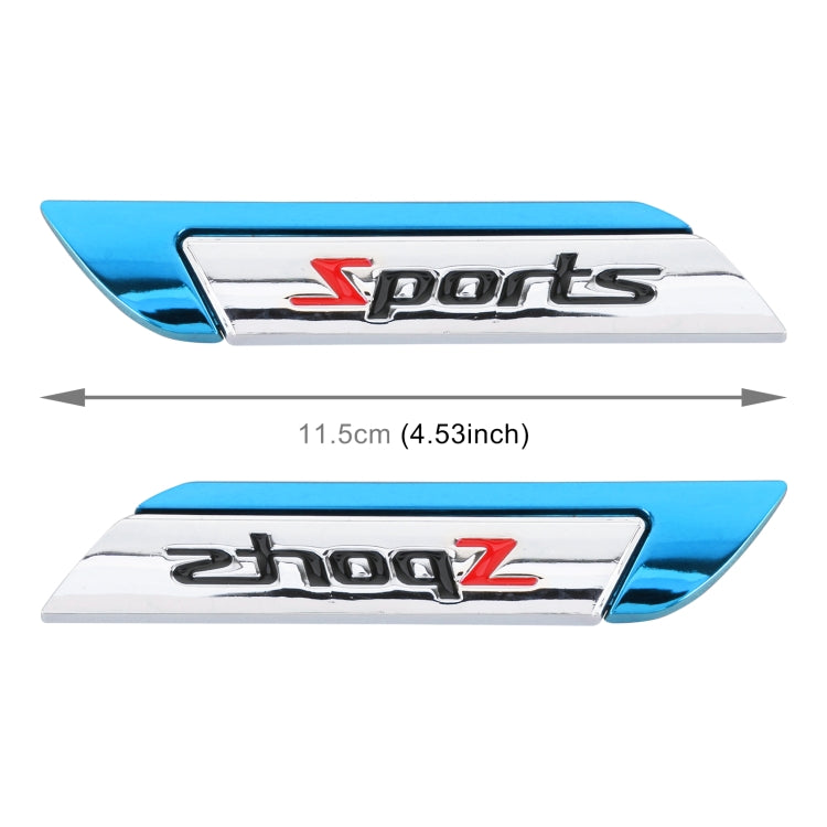 1 Pair Car SPORTS Personalized Aluminum Alloy Decorative Stickers, Size: 11.5 x 2.5 x 0.5cm