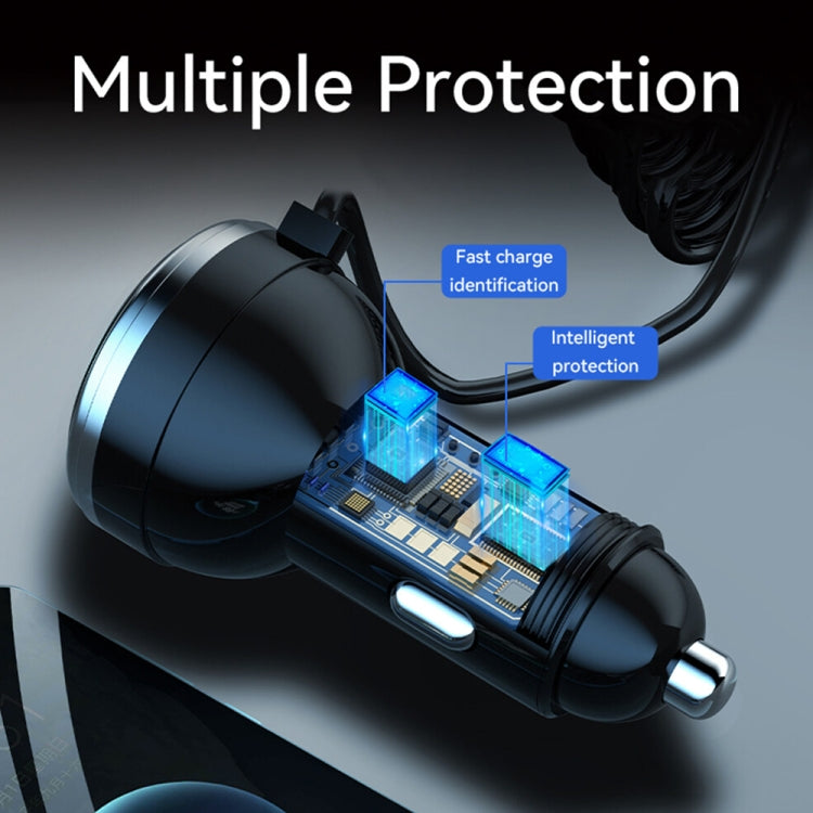 BW13 67.5W 3 in 1 Charging Cable & Dual USB Port Car Charger, BW13