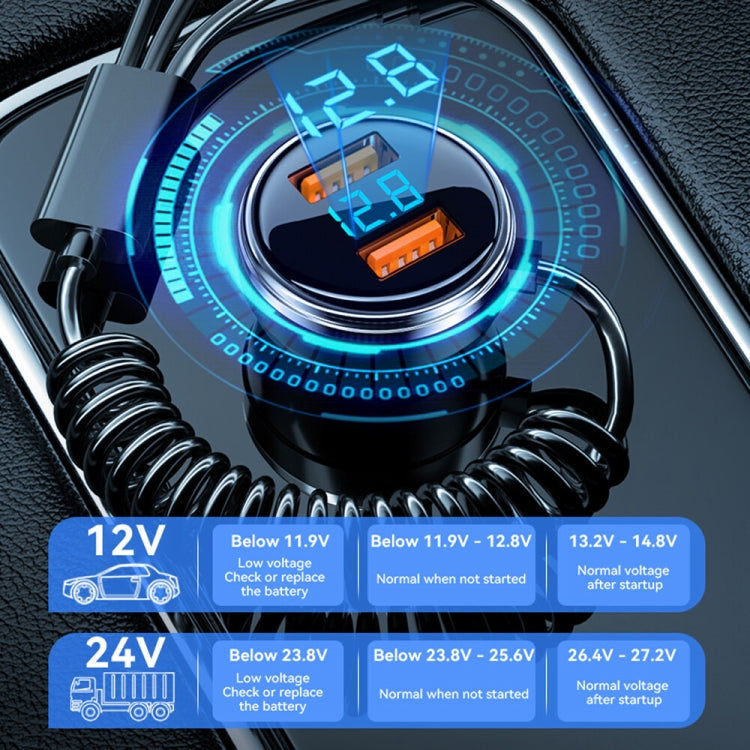 BW13 67.5W 3 in 1 Charging Cable & Dual USB Port Car Charger, BW13