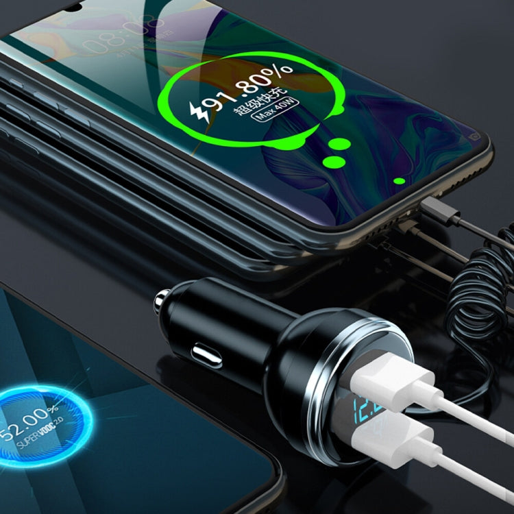 BW13 67.5W 3 in 1 Charging Cable & Dual USB Port Car Charger, BW13