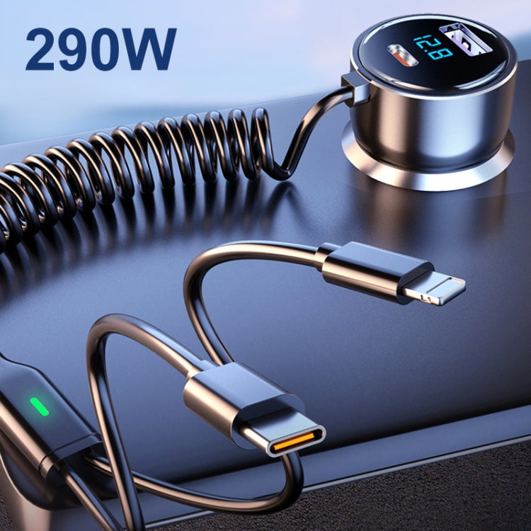 BW25 290W 2 in 1 Charging Cable & USB+USB-C / Type-C Dual Port Car Charger, BW25
