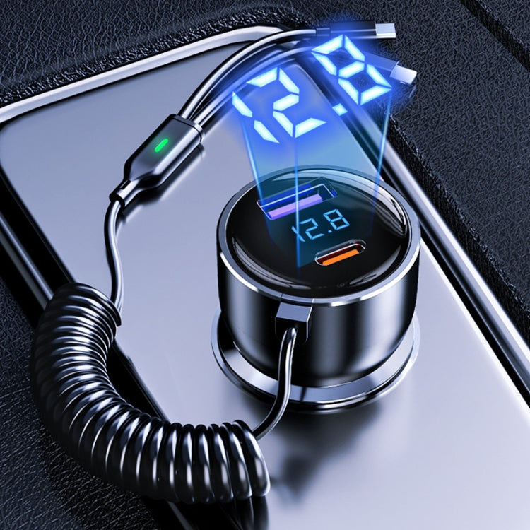 BW25 290W 2 in 1 Charging Cable & USB+USB-C / Type-C Dual Port Car Charger, BW25
