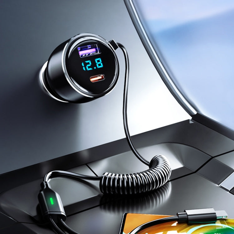 BW25 290W 2 in 1 Charging Cable & USB+USB-C / Type-C Dual Port Car Charger, BW25