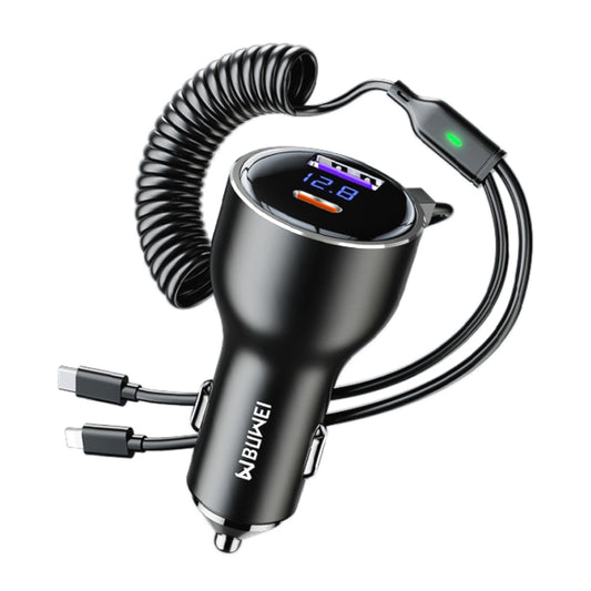 BW25 290W 2 in 1 Charging Cable & USB+USB-C / Type-C Dual Port Car Charger, BW25