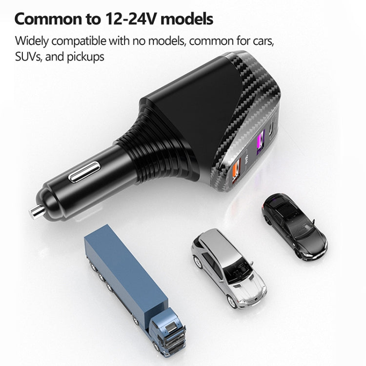 DY68TC 278W PD3.0 100W + Dual USB 66W+22.5W Carbon Fiber Pattern Car Charger, DY68TC