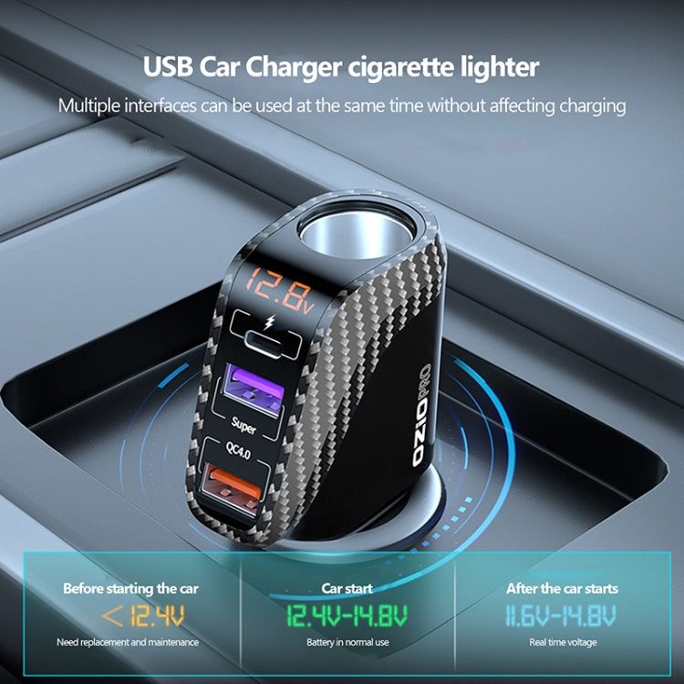 DY68TC 278W PD3.0 100W + Dual USB 66W+22.5W Carbon Fiber Pattern Car Charger, DY68TC
