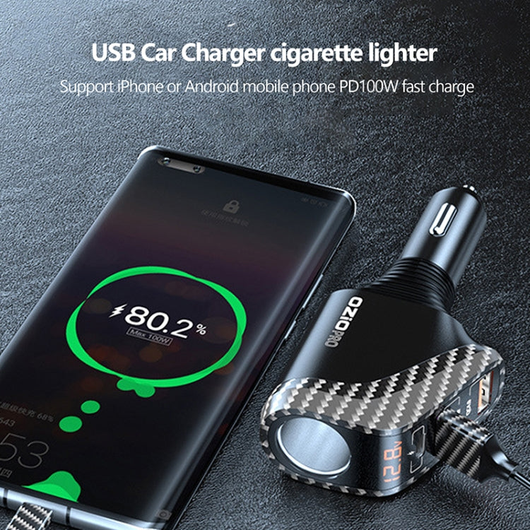 DY68TC 278W PD3.0 100W + Dual USB 66W+22.5W Carbon Fiber Pattern Car Charger, DY68TC