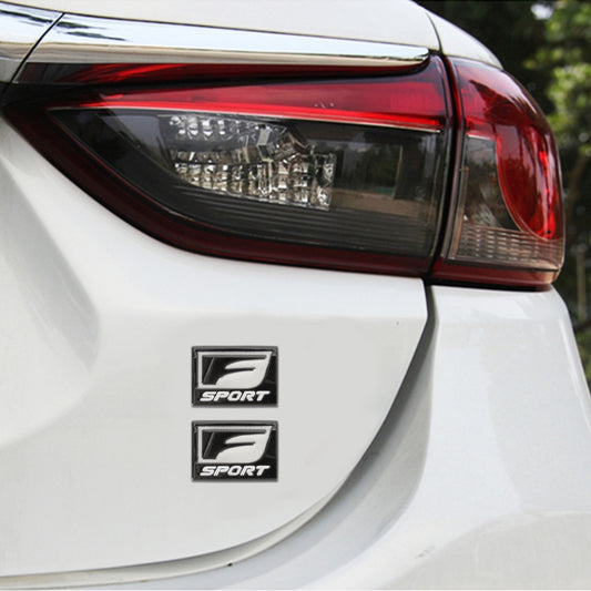 2pcs Car Type D F-SPORT Aluminum Alloy Personalized Decorative Stickers, Size:3.8x2.8x0.4cm