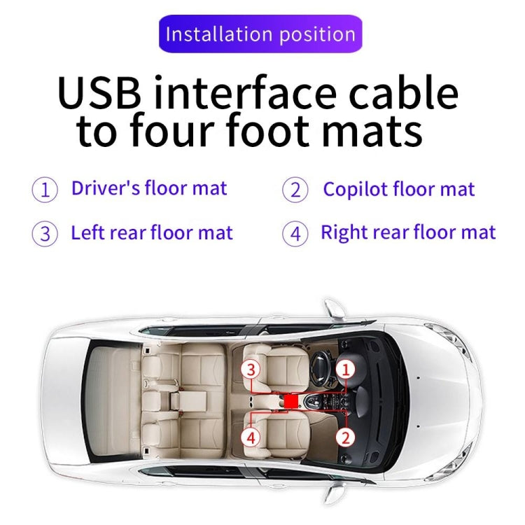Car 4 in 1 USB RGB Foot LED Atmosphere Light