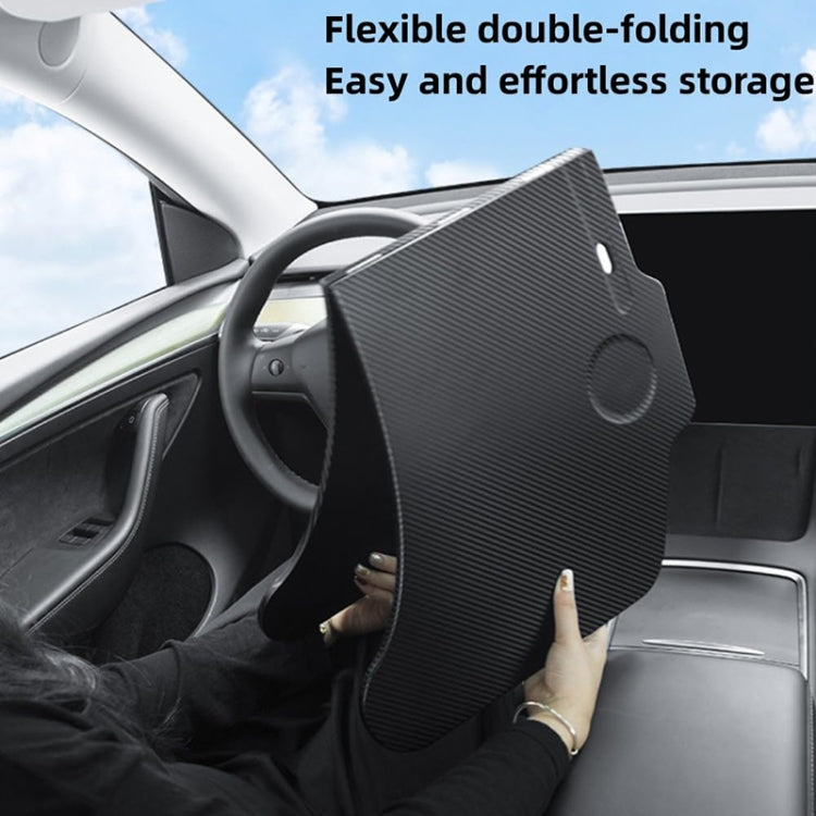 For Tesla Model 3 / Y Car Portable Folding Carbon Fiber Pattern Steering Wheel Table