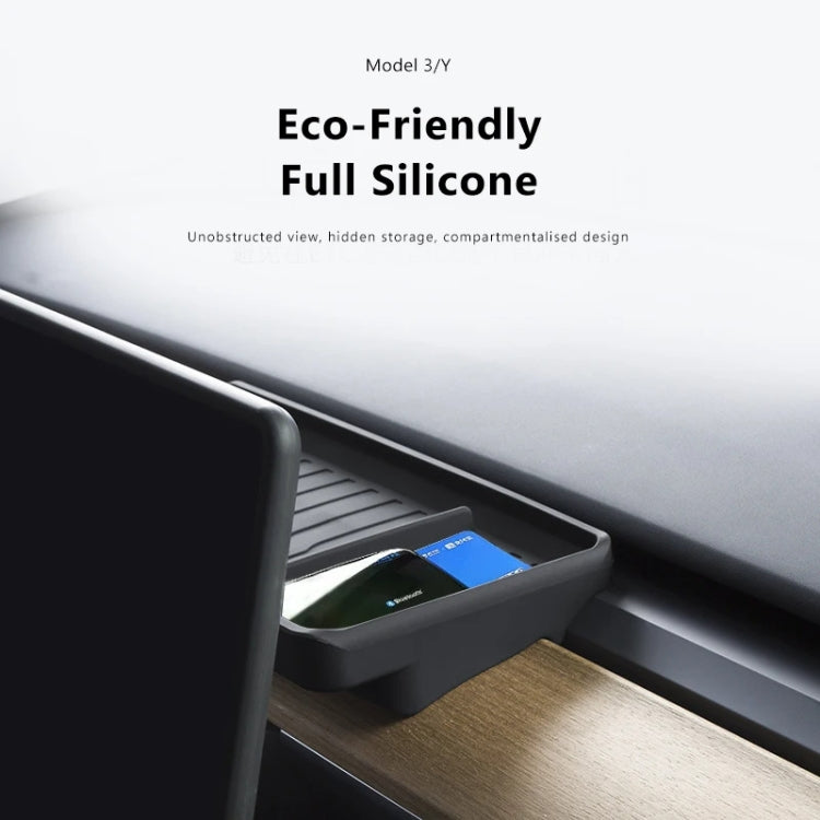 For Tesla Model Y / 3 Car Central Control Screen Hidden ETC Silicone Storage Box