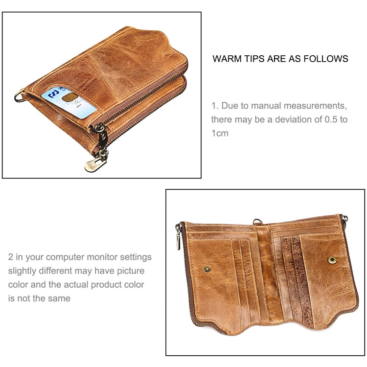 3533 Long Crazy Horse Texture Cowhide Leather Folding Anti-magnetic RFID Wallet Clutch Bag for Men, with Card Slots
