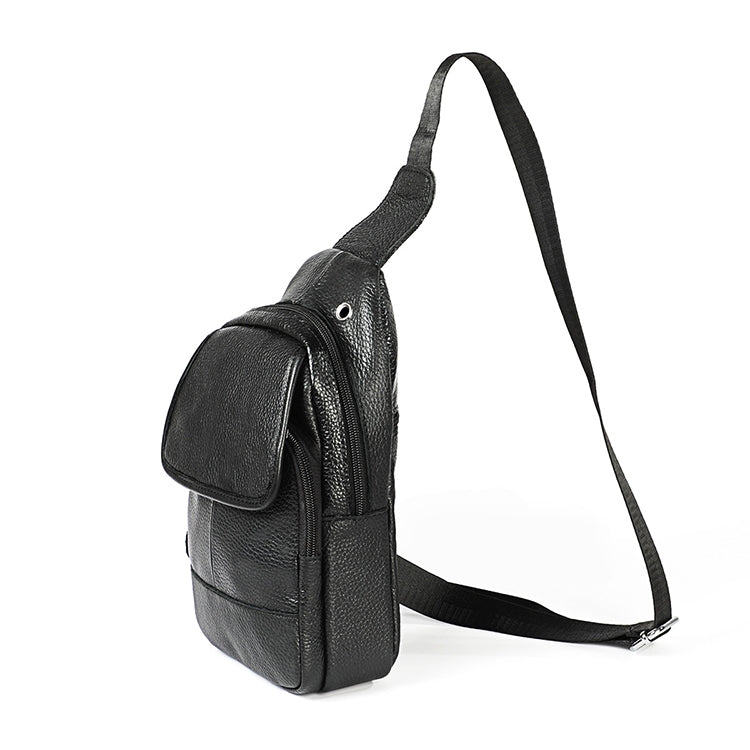 6023 Casual Litchi Texture Soft Face Full-grain Cowhide One Shoulder Crossbody Bag for Men
