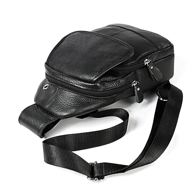6023 Casual Litchi Texture Soft Face Full-grain Cowhide One Shoulder Crossbody Bag for Men