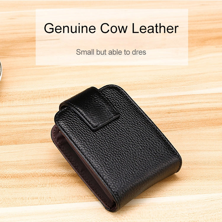KB189 Vertical Cowhide Leather Organ Shape Multiple Card Slots Anti-magnetic RFID Wallet for Ladies, with Transparent Window