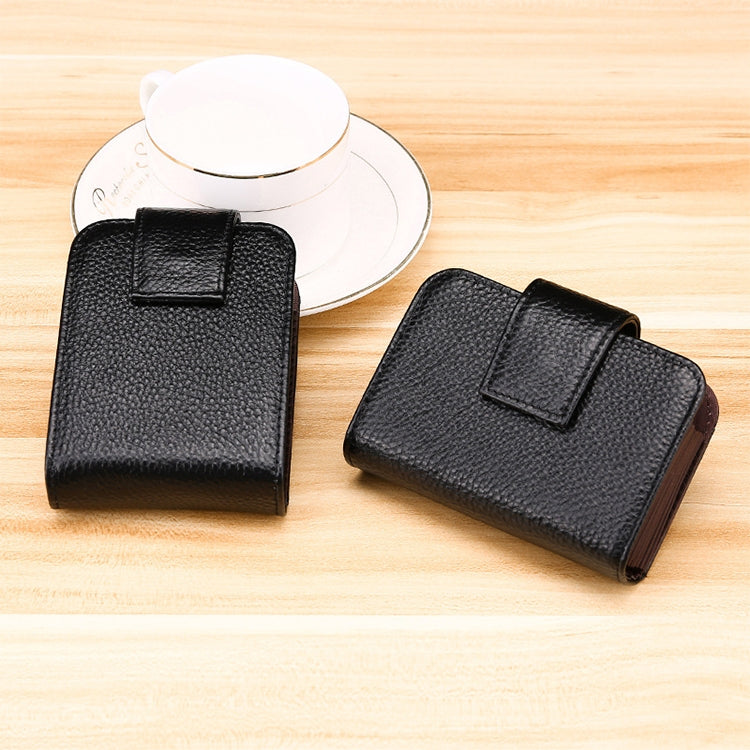 KB189 Vertical Cowhide Leather Organ Shape Multiple Card Slots Anti-magnetic RFID Wallet for Ladies, with Transparent Window