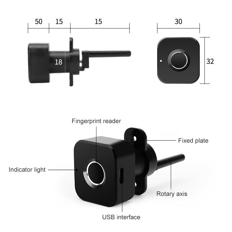 BP01-A Micro USB Charging Triple Drawer Left Hand Unlocking Smart Semiconductor Fingerprint Lock
