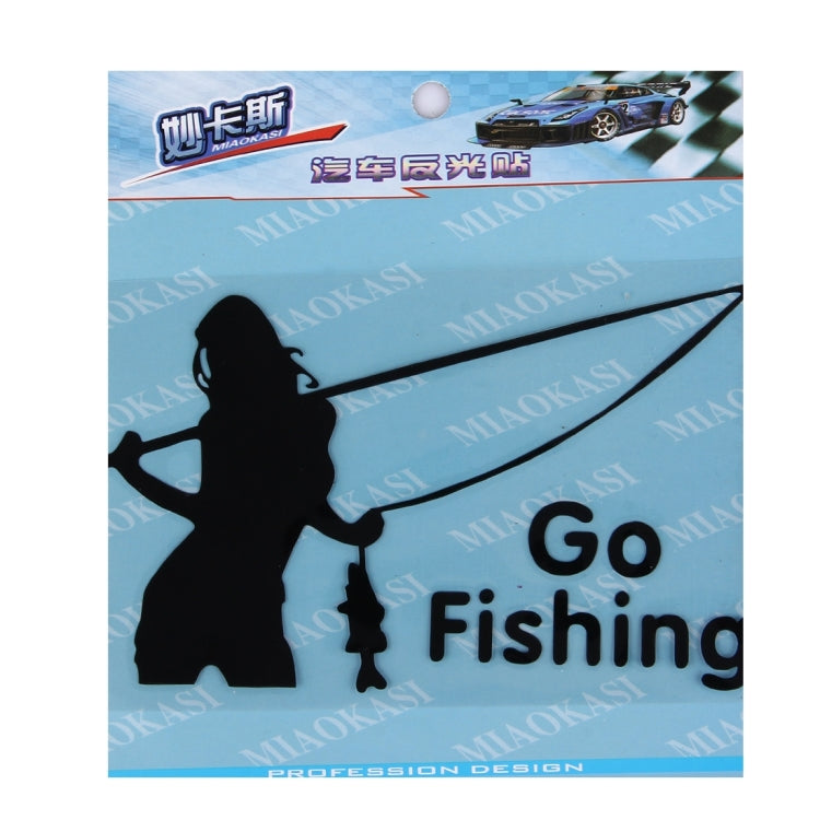 Beauty Go Fishing Styling Reflective Car Sticker, Size: 14cm x 8.5cm