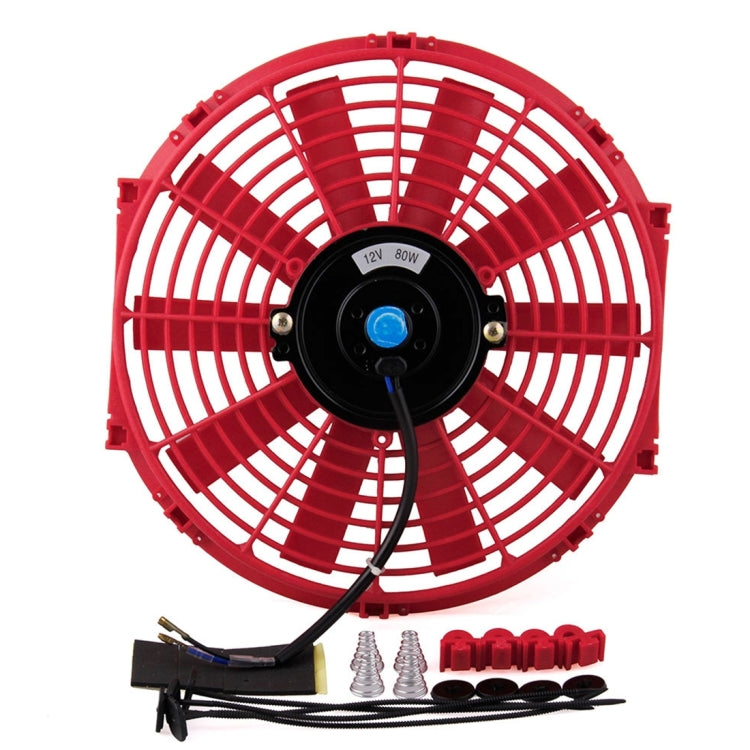 12V 80W 12 inch Car Cooling Fan High-power Modified Tank Fan Cooling Fan Powerful Auto Fan Mini Air Conditioner for Car, 12 inch (Red), 12 inch (Blue), 12 inch (Black)