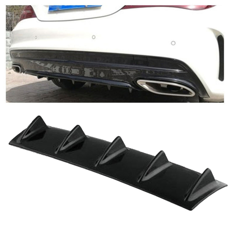 Universal Car Rear Bumper Lip Diffuser 5 Shark Fin Style Black ABS, Size: 58.4 x 53.3 x 15.2cm, 60.0x18.0x5.0cm Black