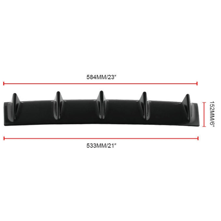 Universal Car Rear Bumper Lip Diffuser 5 Shark Fin Style Black ABS, Size: 58.4 x 53.3 x 15.2cm, 60.0x18.0x5.0cm Black