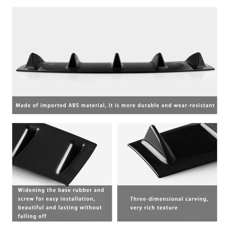 Universal Car Rear Bumper Lip Diffuser 5 Shark Fin Style Black ABS, Size: 58.4 x 53.3 x 15.2cm, 60.0x18.0x5.0cm Black