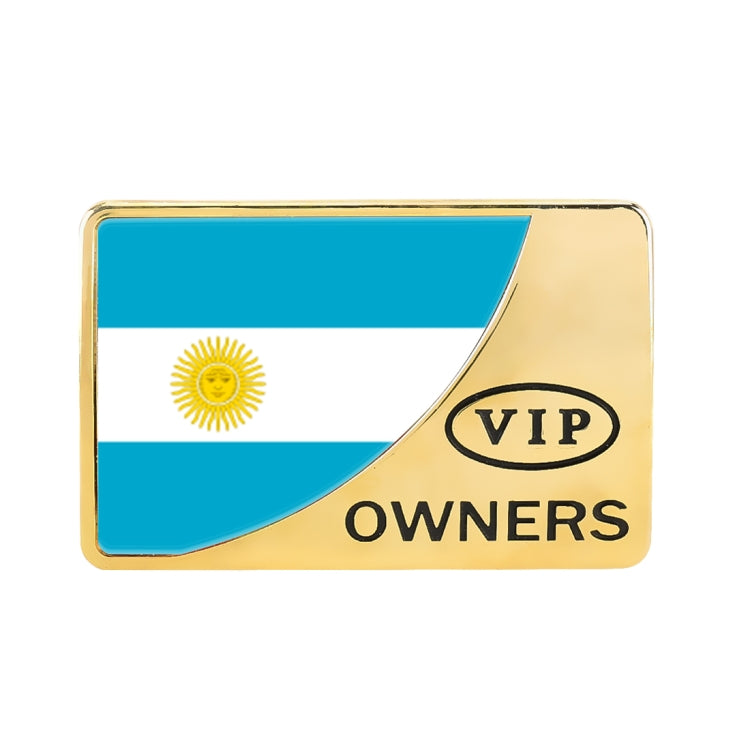 Universal Car Argentina Flag Rectangle Shape VIP Metal Decorative Sticker, Argentina Flag (Gold), Argentina Flag (Silver)