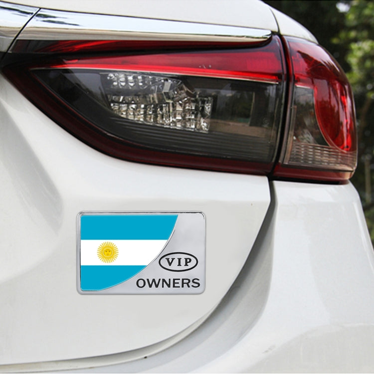 Universal Car Argentina Flag Rectangle Shape VIP Metal Decorative Sticker, Argentina Flag (Gold), Argentina Flag (Silver)