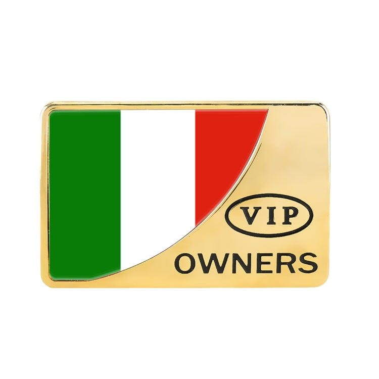 Universal Car Italy Flag Rectangle Shape VIP Metal Decorative Sticker, Italy Flag (Gold), Italy Flag (Silver)