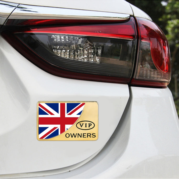 Universal Car UK Flag Rectangle Shape VIP Metal Decorative Sticker, UK Flag (Gold), UK Flag (Silver)