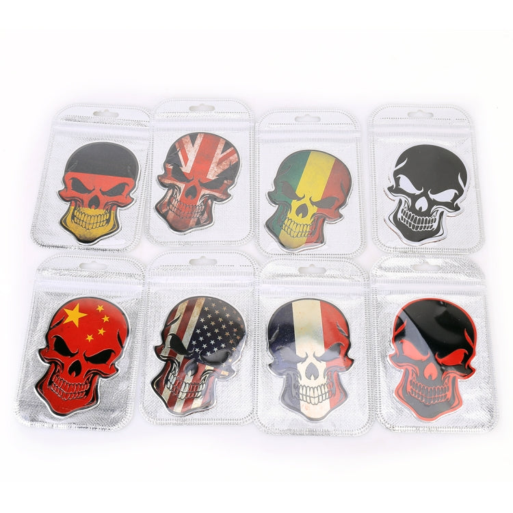 Universal Car Skull Shape Metal Decorative Sticker, Black Red, Black White