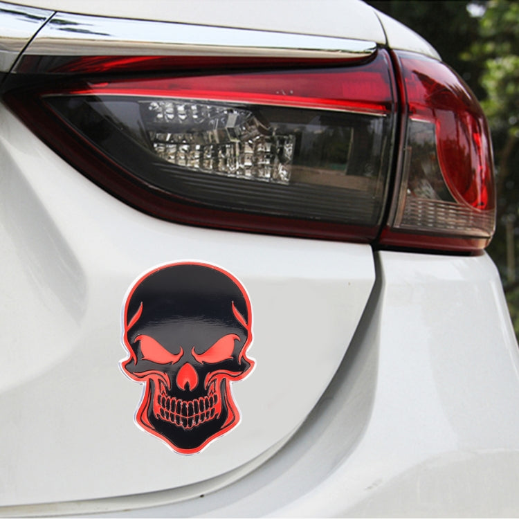 Universal Car Skull Shape Metal Decorative Sticker, Black Red, Black White