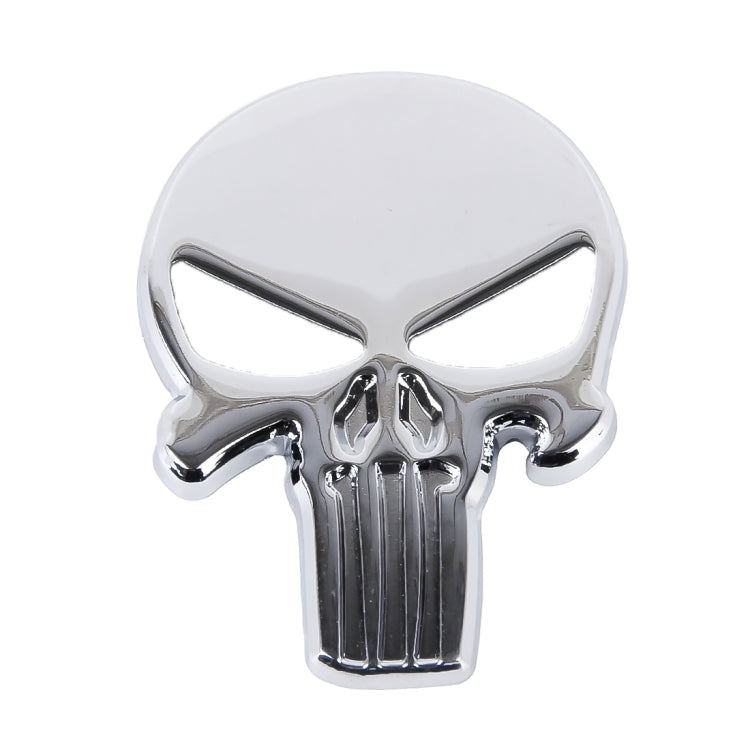 Silver Skull with black Eyes Metal Car Sticker, Horrify Skull