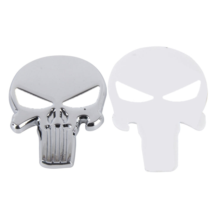 Silver Skull with black Eyes Metal Car Sticker, Horrify Skull