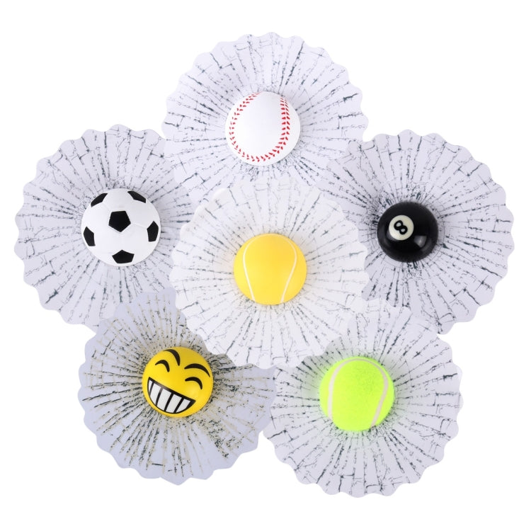 Creative 3D Deco Car Window Crack Decal Sticker, Sport Balls/Baseball, Sport Balls/Billiard Ball, Sport Balls/Yellow Tennis, Sport Balls/Tennis, Sport Balls/Football, Funny Smile Face