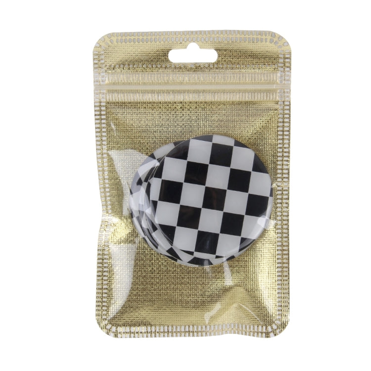 4 PCS White And Black Grid Metal Car Sticker Wheel Hub Caps Centre Cover Decoration, White Black Grid
