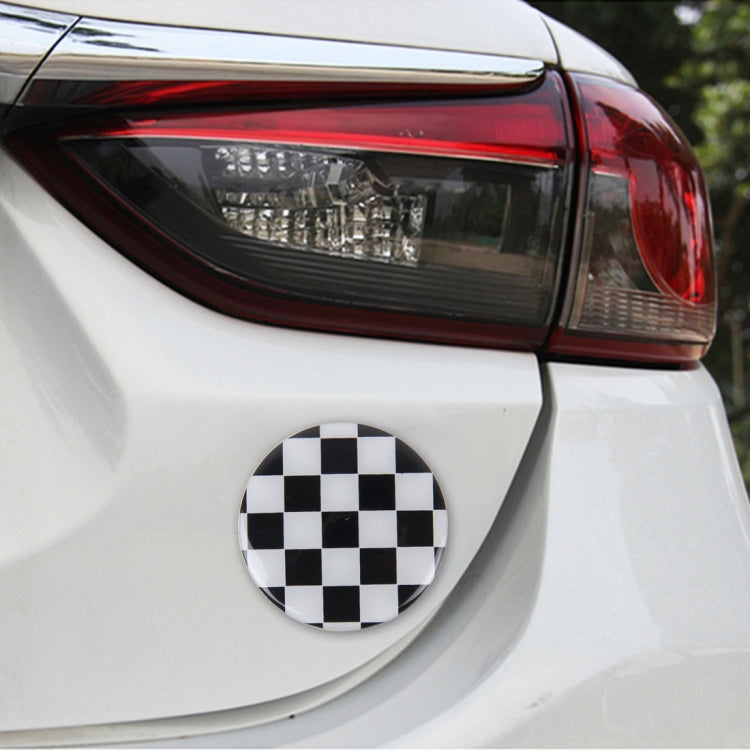 4 PCS White And Black Grid Metal Car Sticker Wheel Hub Caps Centre Cover Decoration, White Black Grid