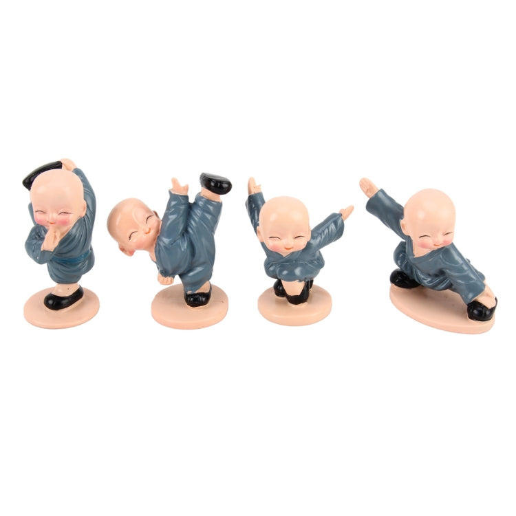 Charming 4-Piece Resin Monk Figurines for Automotive and Home Décor