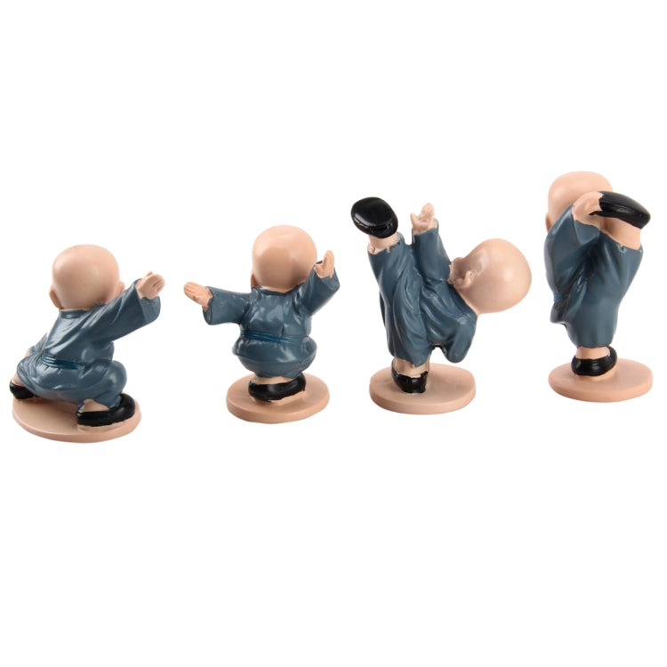 Charming 4-Piece Resin Monk Figurines for Automotive and Home Décor