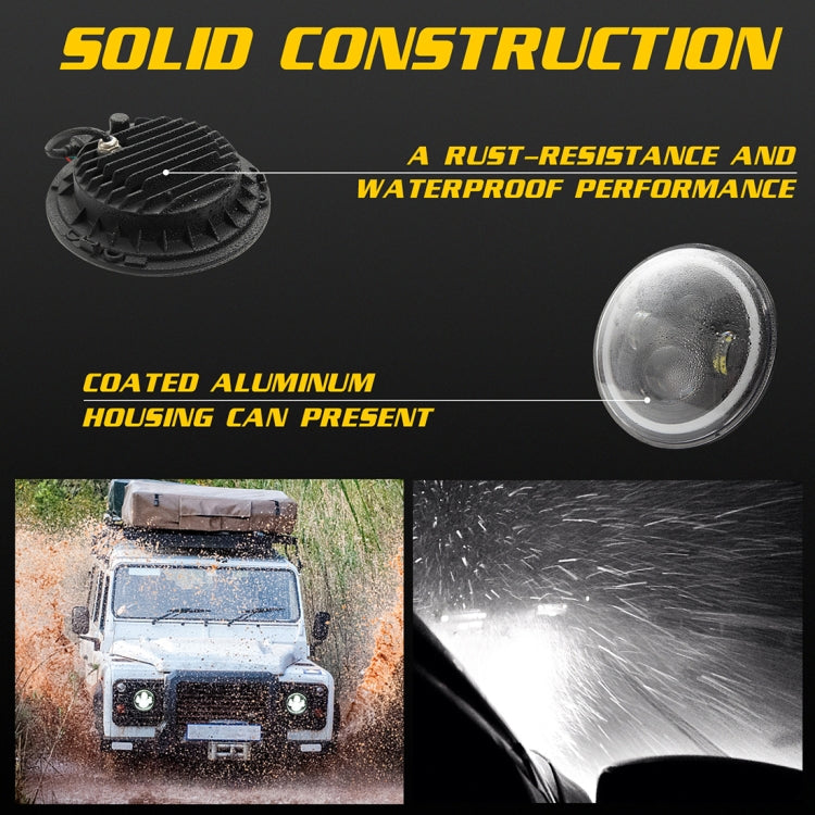 7 inch H4 / H13 DC 9V-30V 3000LM 6000K 30W IP67 4LED Lamp Beads Car Round Shape LED Headlight Lamps for Jeep Wrangler / Harley, with Angel Eye