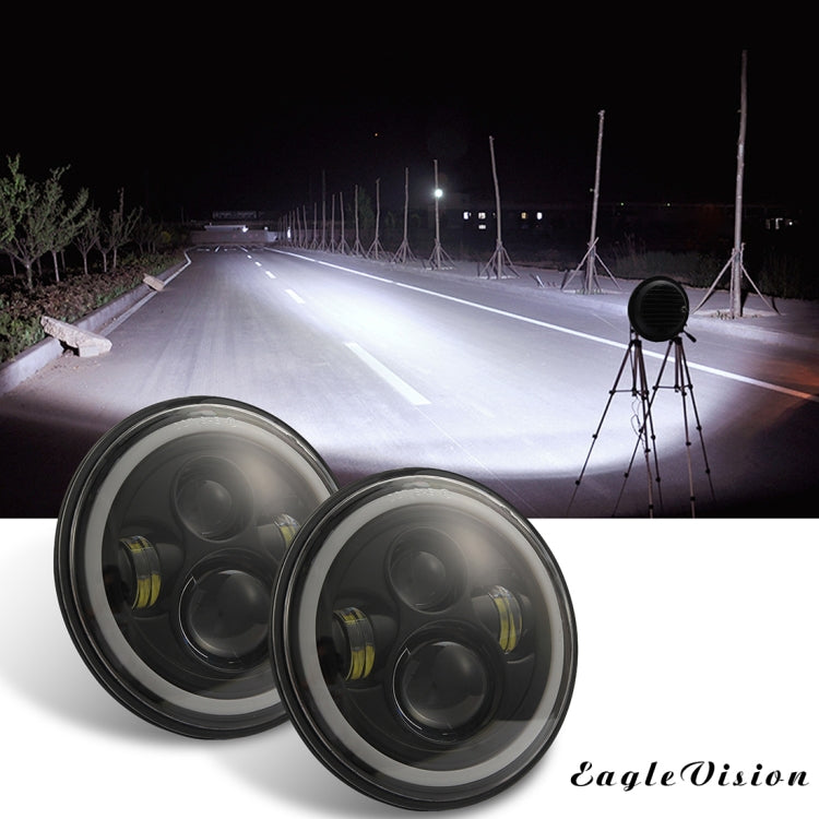 7 inch H4 / H13 DC 9V-30V 3000LM 6000K 30W IP67 4LED Lamp Beads Car Round Shape LED Headlight Lamps for Jeep Wrangler / Harley, with Angel Eye