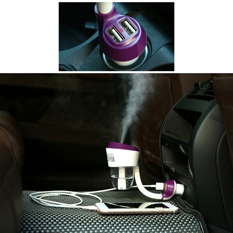 Nanum II 50mL Rotation Aromatherapy Air Purifier Humidifier with 2 USB Charger Ports for DC 12V Car Auto, Nanum II Black, Nanum II Blue, Nanum II Purple, Nanum II White