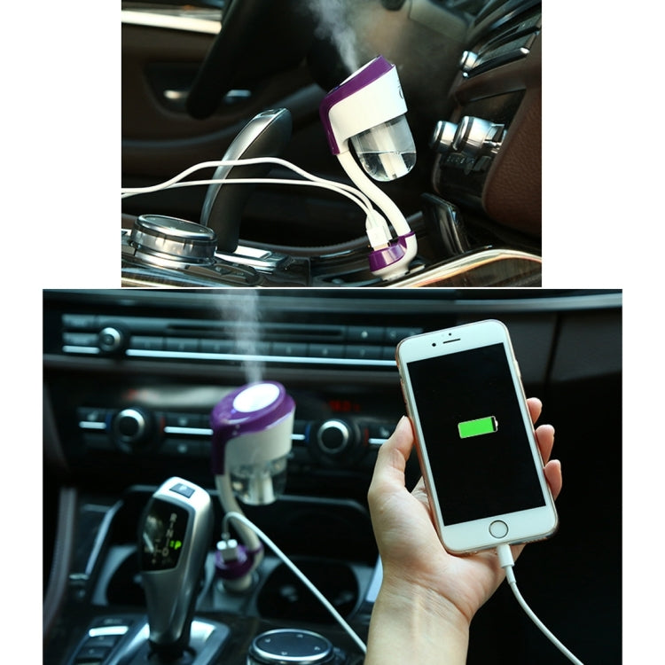 Nanum II 50mL Rotation Aromatherapy Air Purifier Humidifier with 2 USB Charger Ports for DC 12V Car Auto, Nanum II Black, Nanum II Blue, Nanum II Purple, Nanum II White