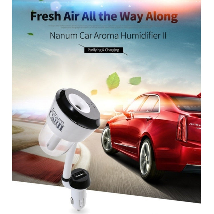Nanum II 50mL Rotation Aromatherapy Air Purifier Humidifier with 2 USB Charger Ports for DC 12V Car Auto, Nanum II Black, Nanum II Blue, Nanum II Purple, Nanum II White